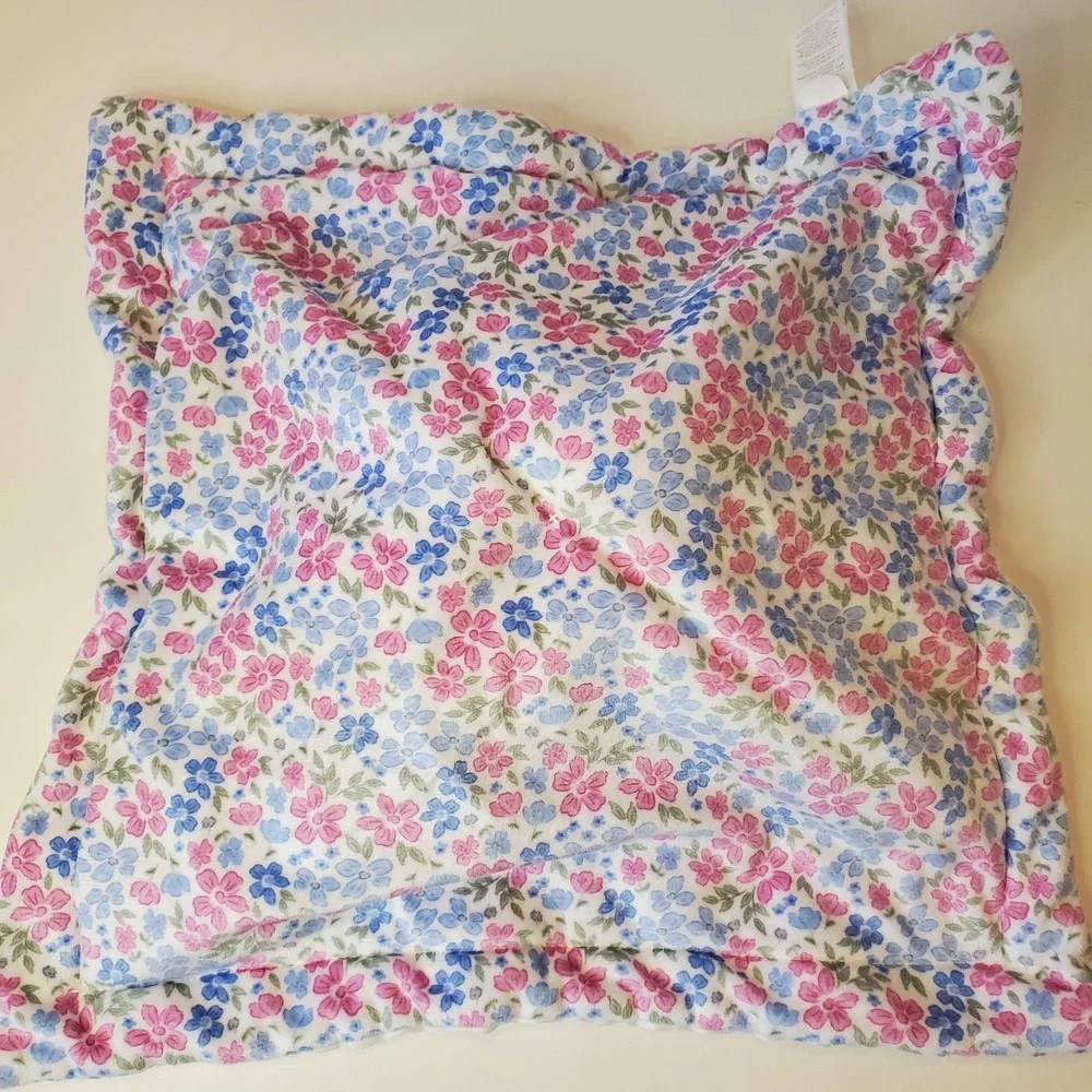 Carters White Bunny Rabbit Lovey Security Blanket Easter Floral Spring Satin Bab